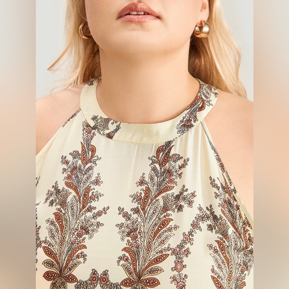 Bandana Print Halter Pocket Flutter Hem Dress - Picture 6 of 8